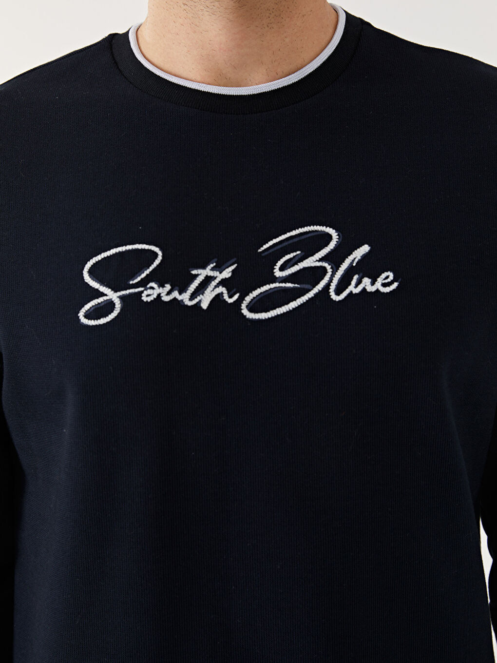 SOUTHBLUE Lacivert Bisiklet Yaka Uzun Kollu Baskılı Erkek Sweatshirt - 2