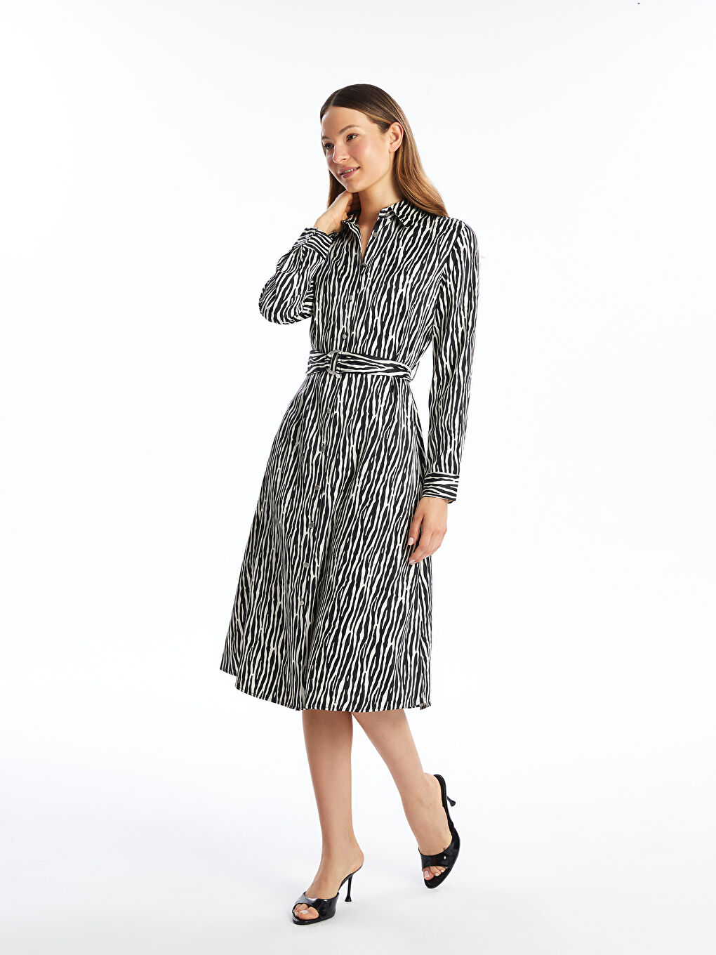 LCW Vision Patterned Women's Shirt Dress -W4DT08Z8-LQJ