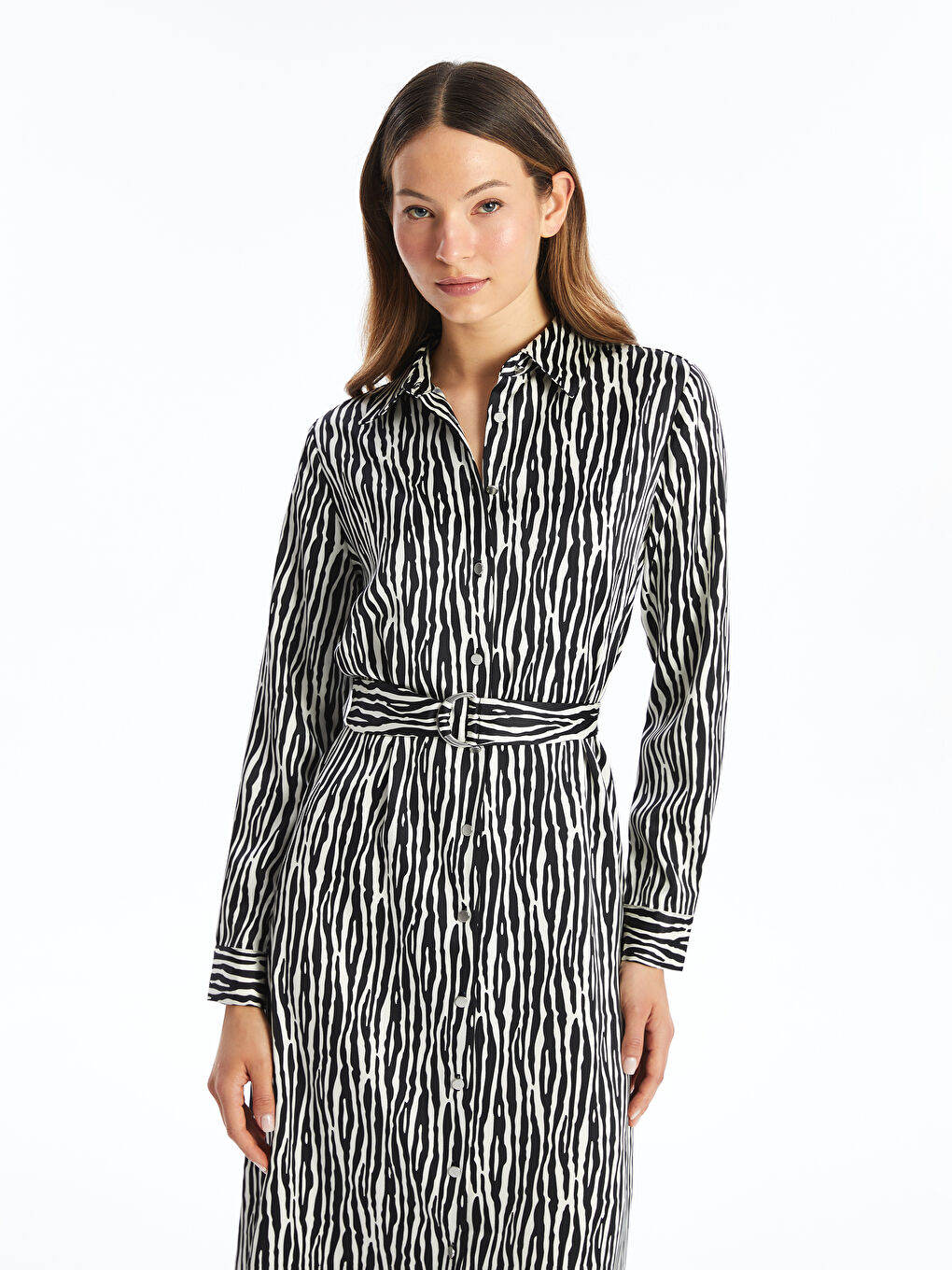 LCW Vision Patterned Women's Shirt Dress -W4DT08Z8-LQJ