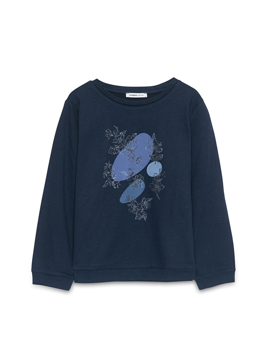 LCW Grace Crew Neck Printed Long Sleeve Women's Sweatshirt -W4DT14Z8-E1J