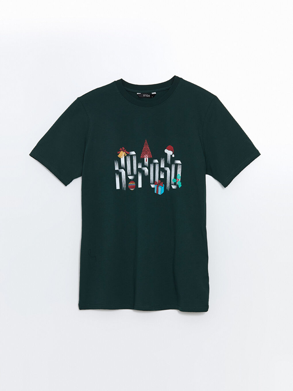 XSIDE T-shirt pour Hommes en Jersey à Thème de Noël à Manches Courtes et Col Rond -W4DT35Z8-YED