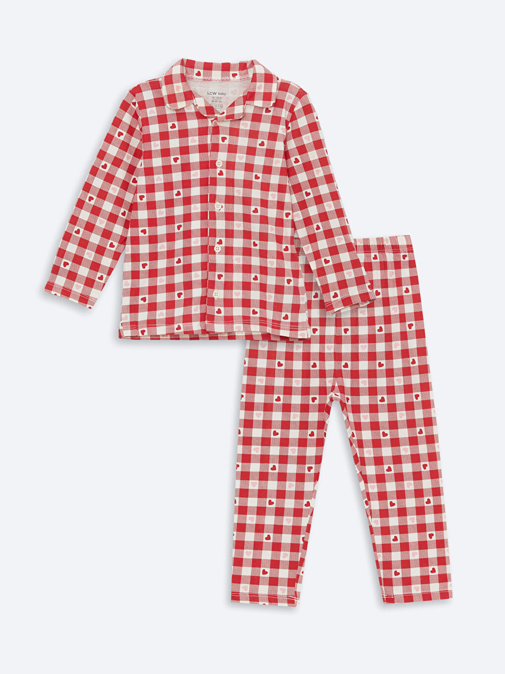 LCW baby Ekru Baskılı Polo Yaka Kız Bebek Pijama Takım