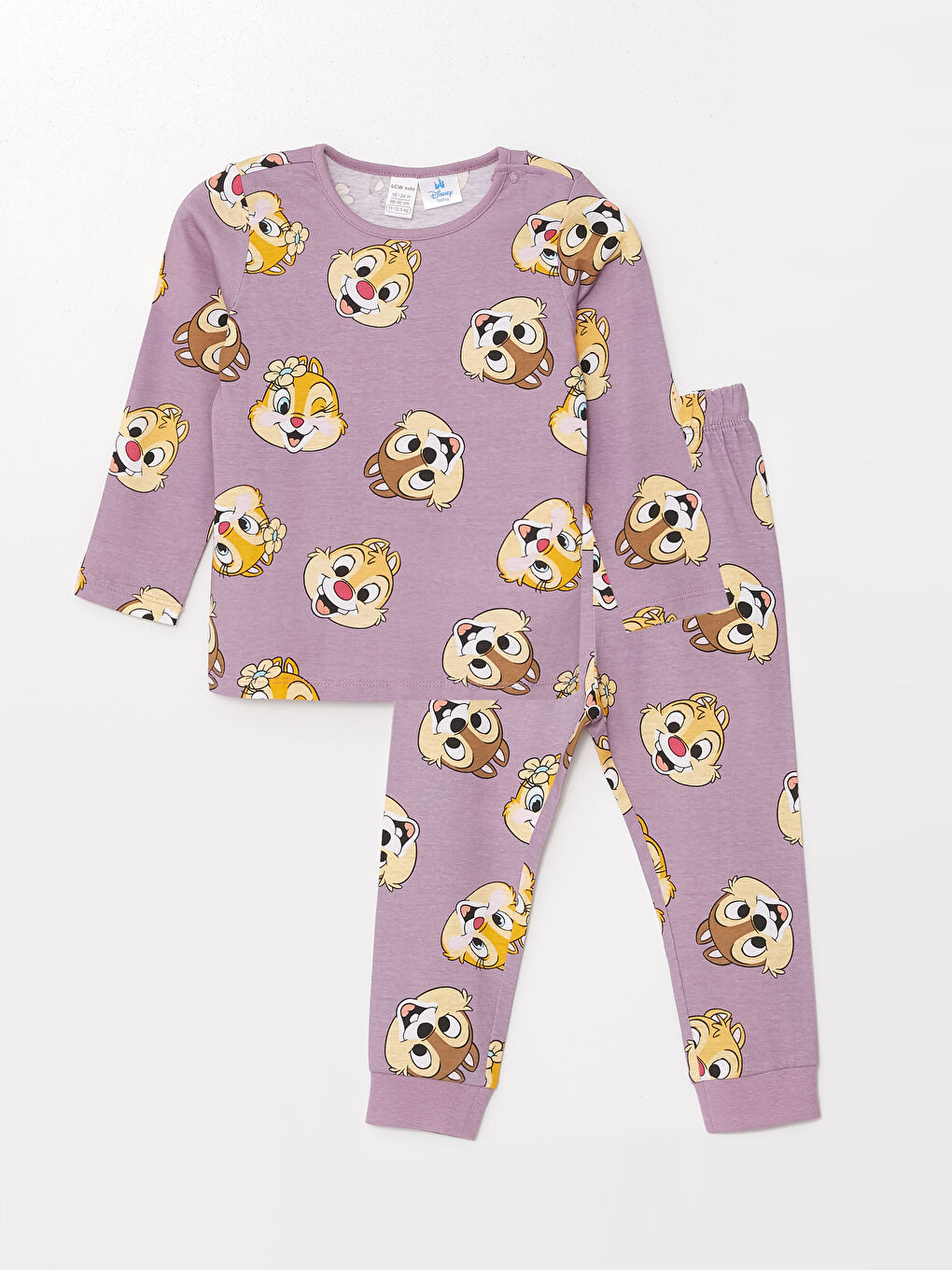 LC Waikiki Long Sleeve Chip and Dale Printed Baby Girls' Pyjama Set -W4DU26Z1-LSD
