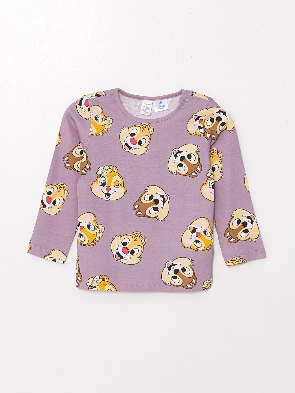 LC Waikiki Long Sleeve Chip and Dale Printed Baby Girls' Pyjama Set -W4DU26Z1-LSD