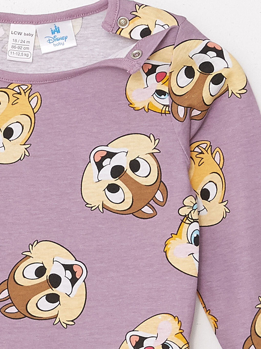 LC Waikiki Long Sleeve Chip and Dale Printed Baby Girls' Pyjama Set -W4DU26Z1-LSD