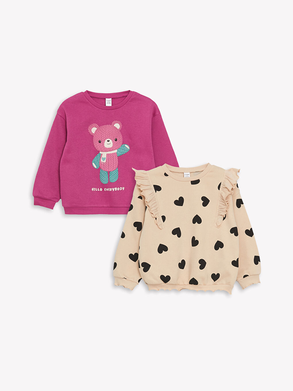 LCW baby Crew Neck Long Sleeve Printed Girls Sweatshirt 2 Pack -W4DU66Z1-R2A