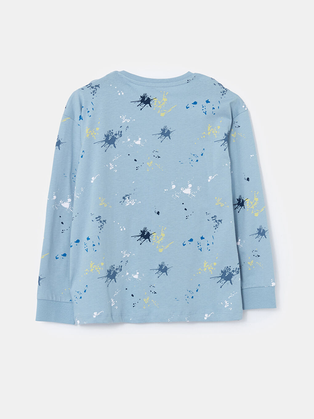 Mavi Bisiklet Yaka Uzun Kollu Baskılı Erkek Çocuk Pijama Üst-1