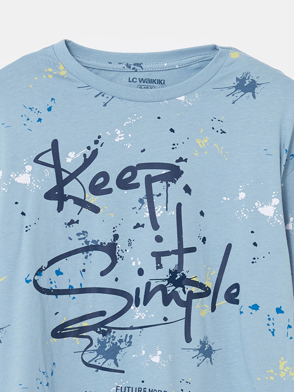 Mavi Bisiklet Yaka Uzun Kollu Baskılı Erkek Çocuk Pijama Üst-2