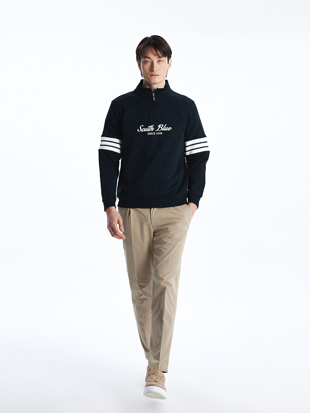 Stand Collar Long Sleeve Men's Thick Sweatshirt -W4DU78Z8-RFH