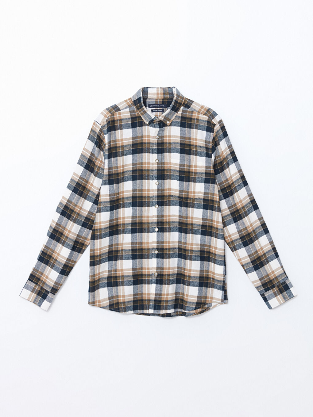 LCWAIKIKI Classic Regular Fit Long Sleeve Plaid Gabardine Men's Shirt -W4DU87Z8-LME