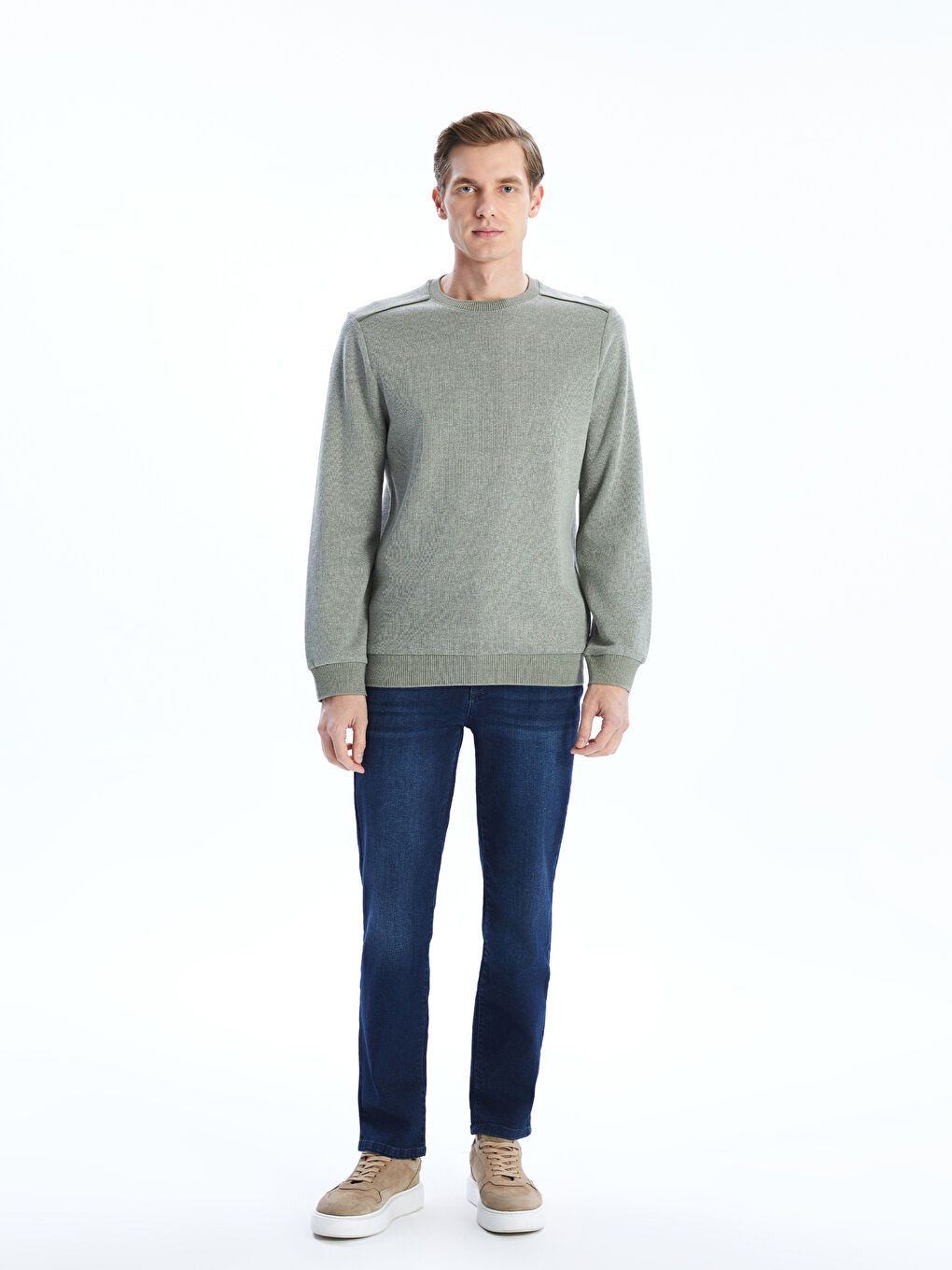 LCWAIKIKI Classic Bisiklet Yaka Uzun Kollu Erkek Sweatshirt -W4DV19Z8-MJV