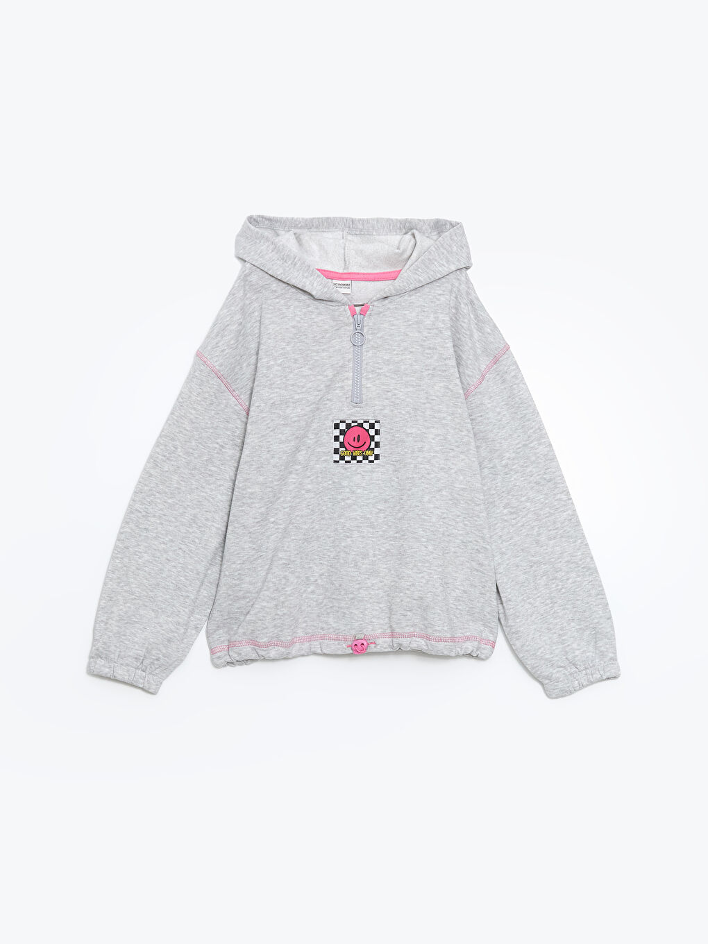 LCW Kids Gri Kapüşonlu Kız Çocuk Kalın Sweatshirt