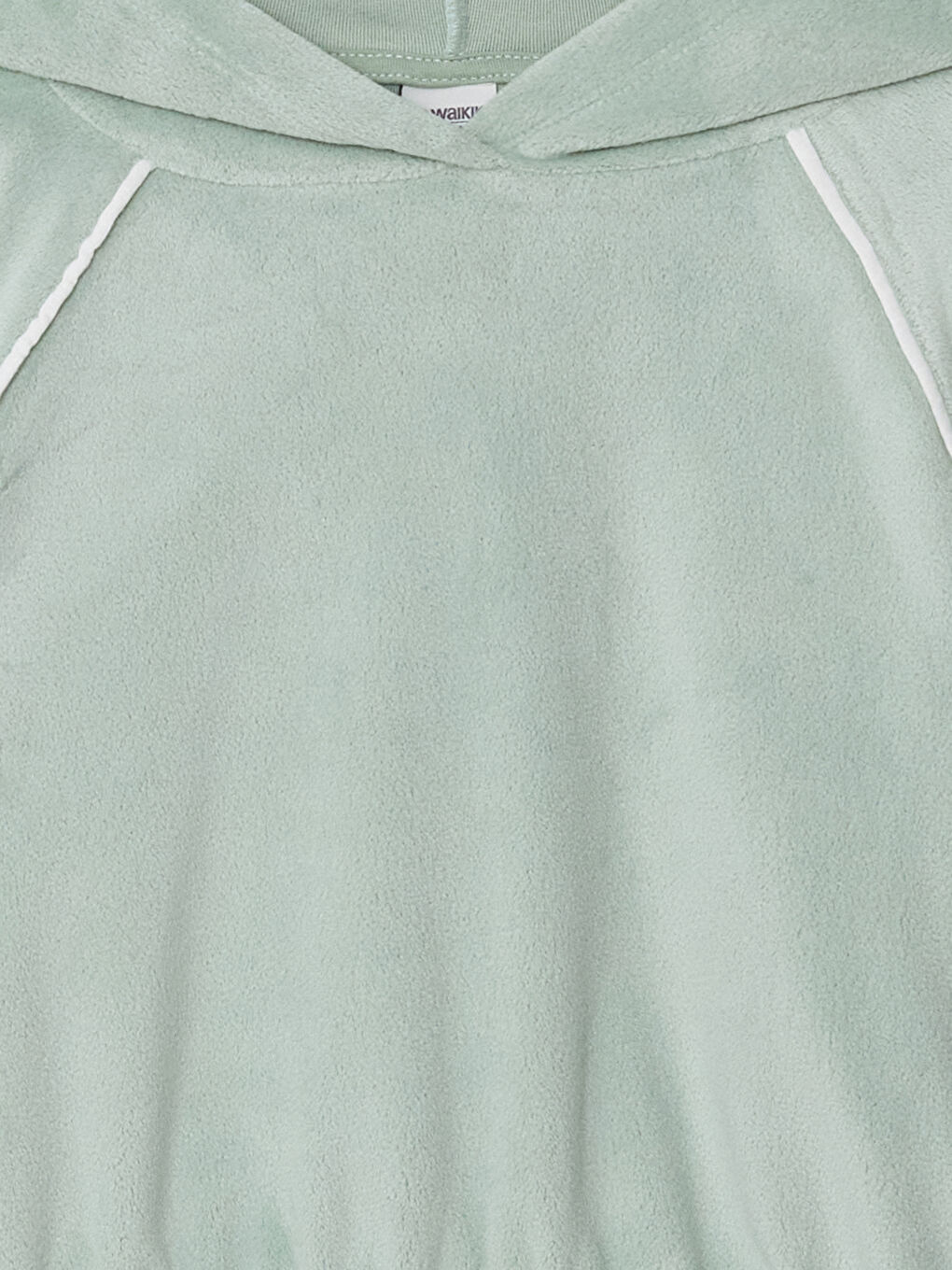 Yeşil Kapüşonlu Kadife Kız Çocuk Sweatshirt-1