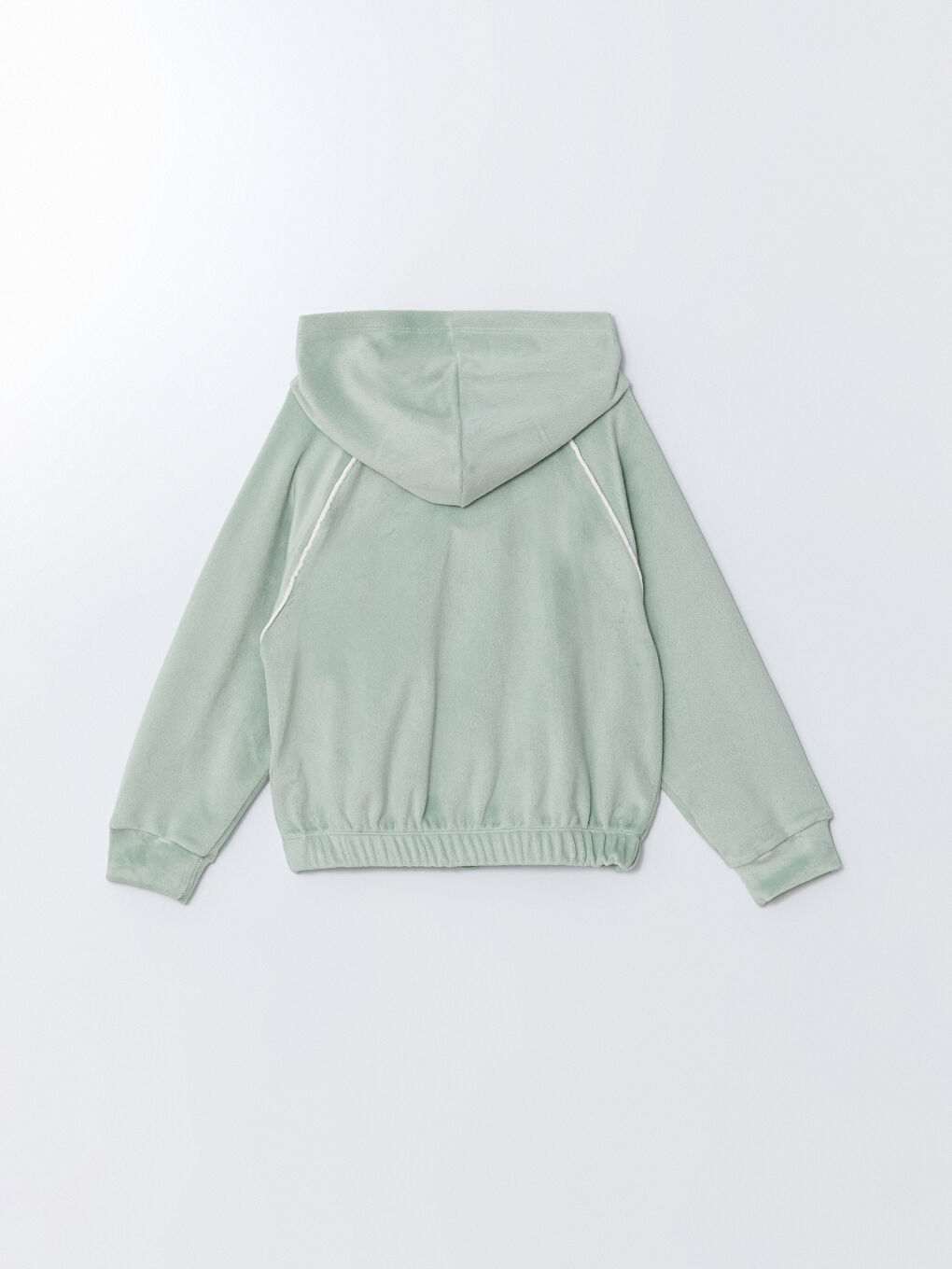 Yeşil Kapüşonlu Kadife Kız Çocuk Sweatshirt-2