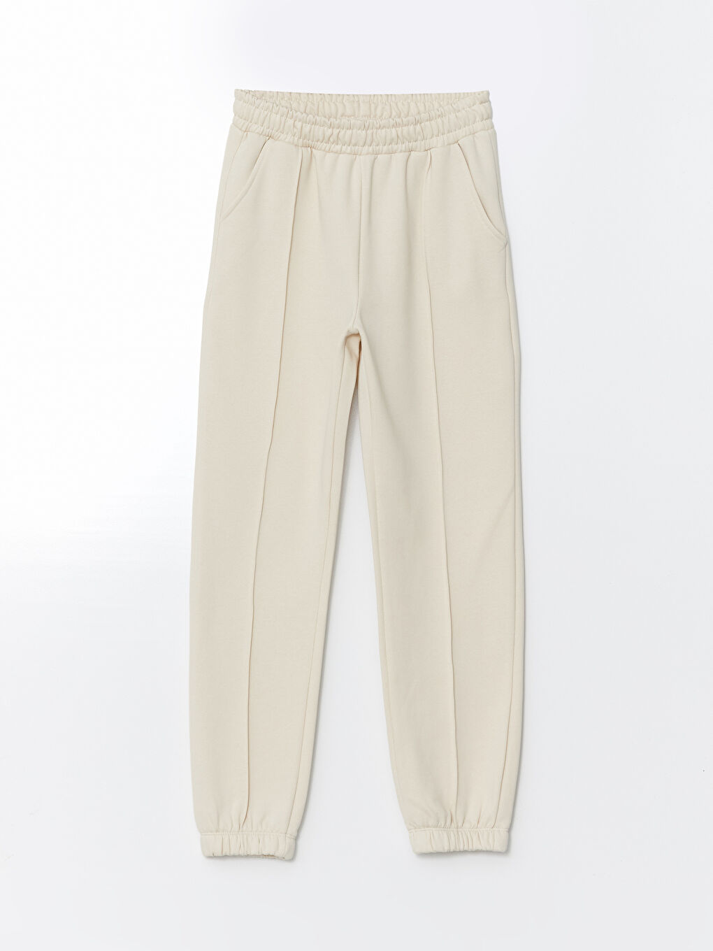 Bej Beli Lastikli Kız Çocuk Jogger Eşofman Alt