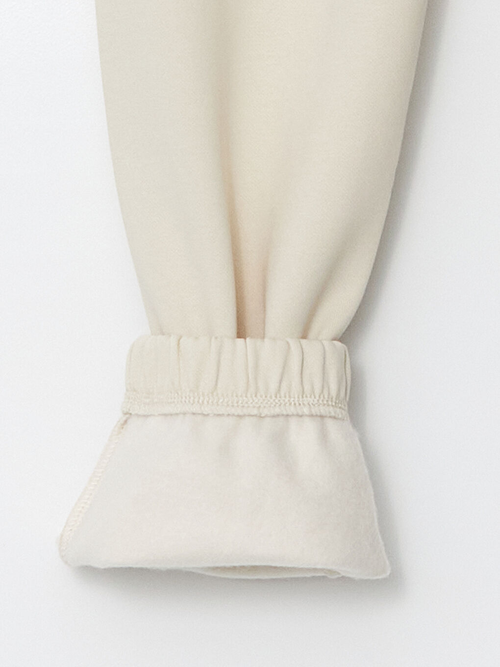 Bej Beli Lastikli Kız Çocuk Jogger Eşofman Alt-1