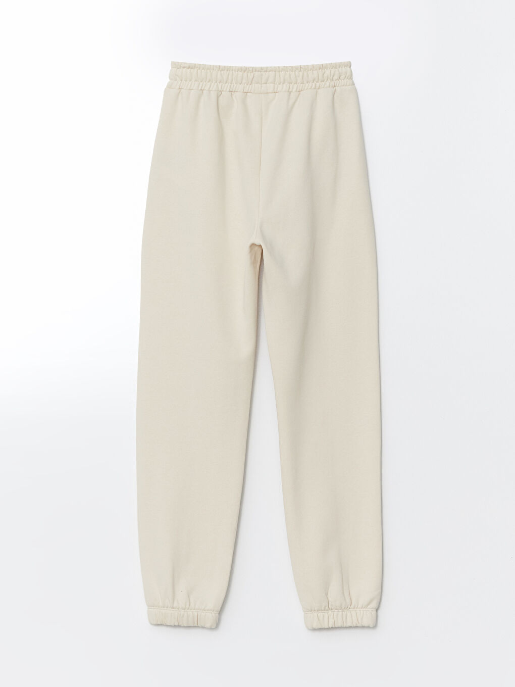 Bej Beli Lastikli Kız Çocuk Jogger Eşofman Alt-2