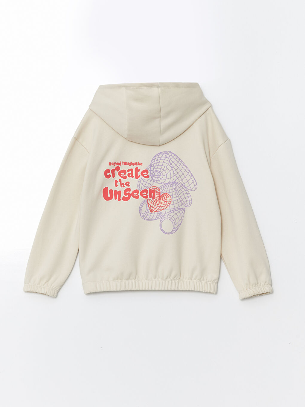 Bej Kapüşonlu Kız Çocuk Sweatshirt-1