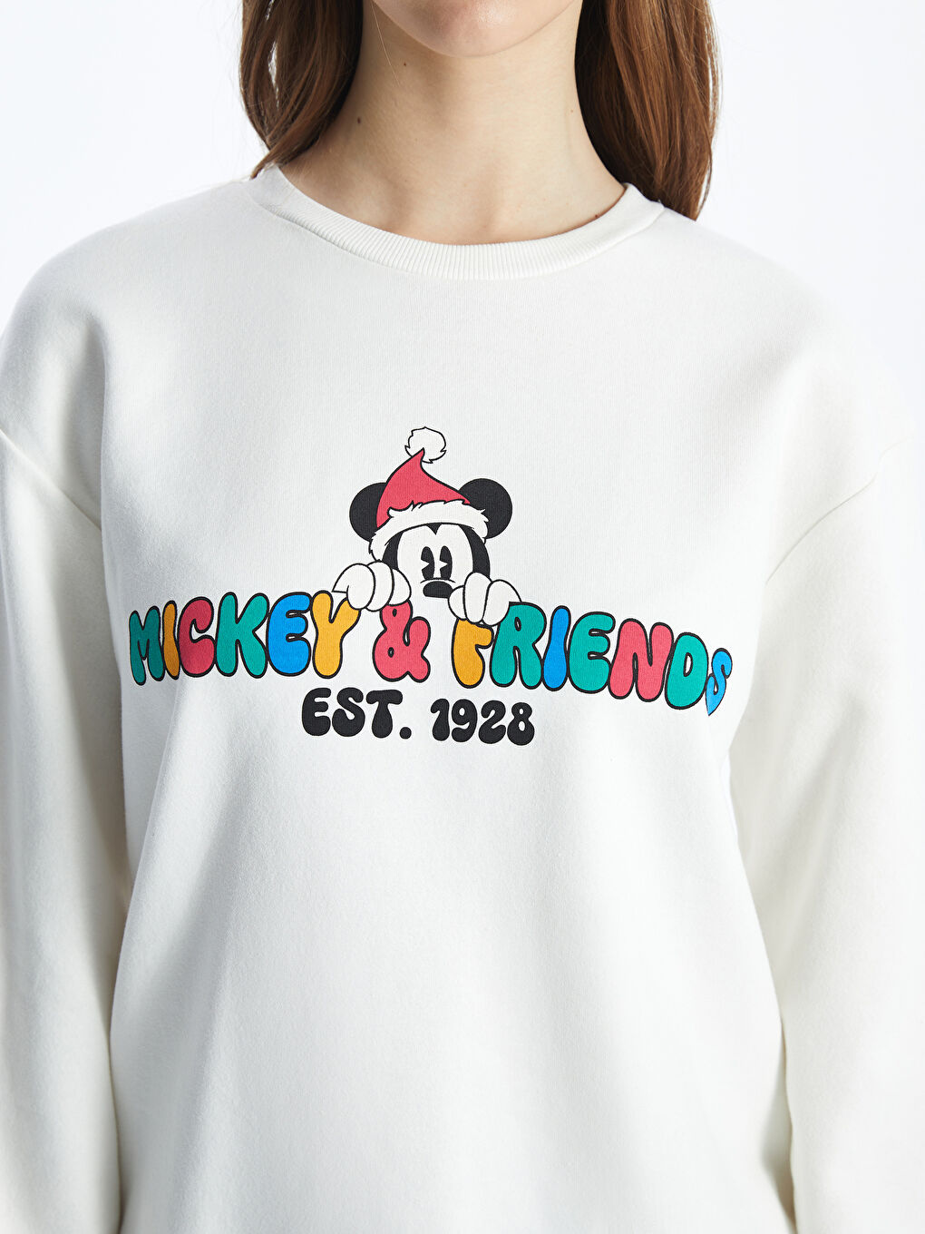 XSIDE Crew Neck Mickey Mouse Printed Oversize Women's Sweatshirt -W4DV93Z8-R9J