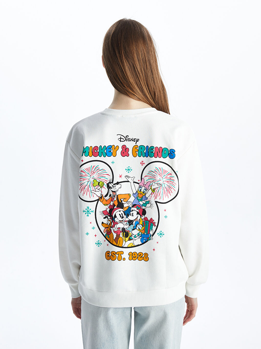 XSIDE Crew Neck Mickey Mouse Printed Oversize Women's Sweatshirt -W4DV93Z8-R9J