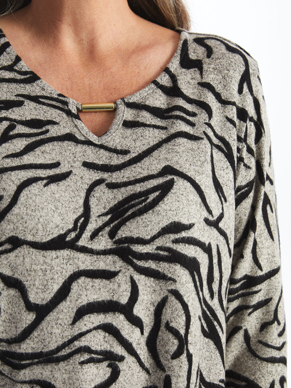 LCW Grace Rundhalsausschnitt Gemusterte Bluse für Damen -W4DY02Z8-LQB