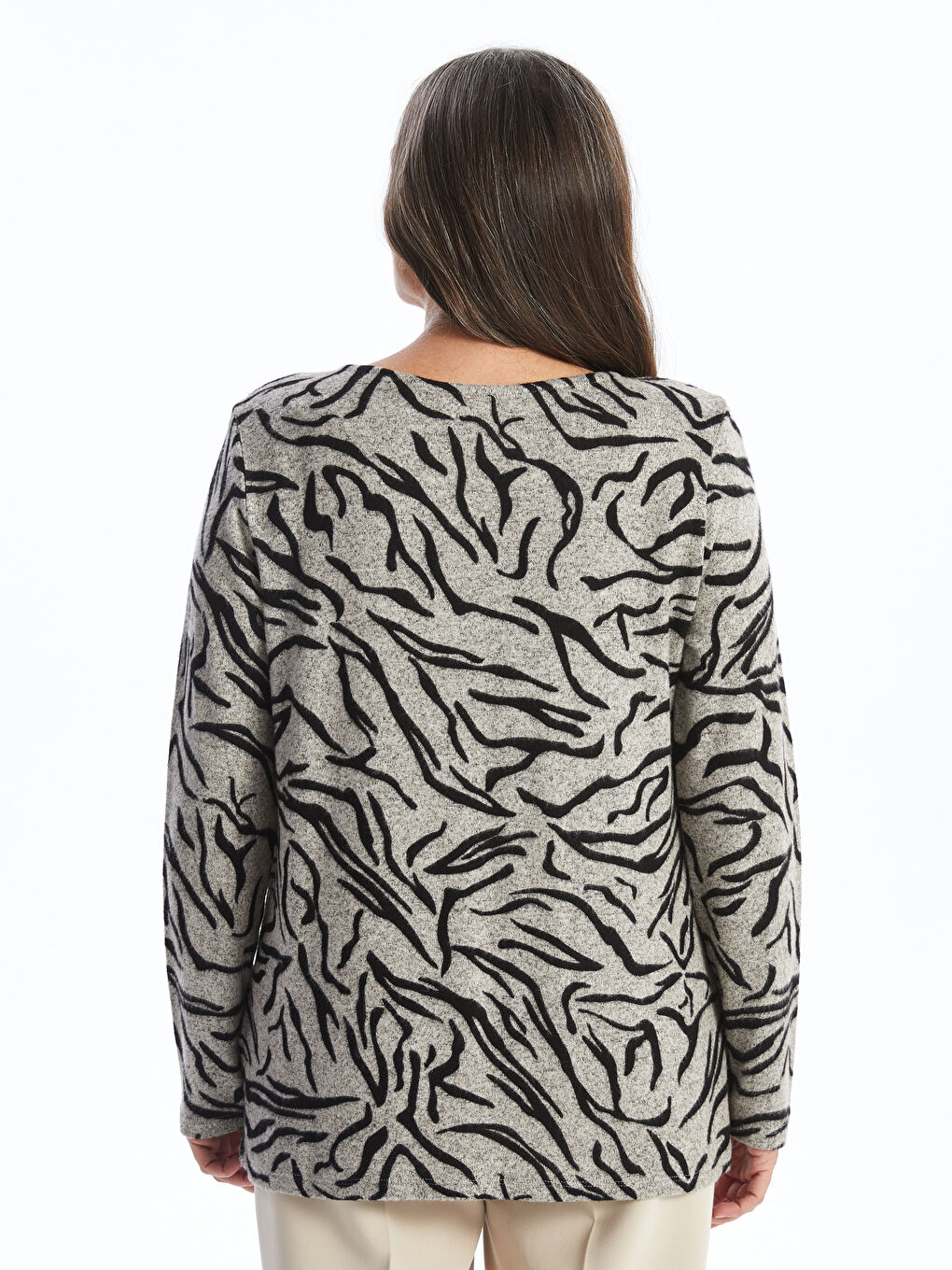 LCW Grace Rundhalsausschnitt Gemusterte Bluse für Damen -W4DY02Z8-LQB
