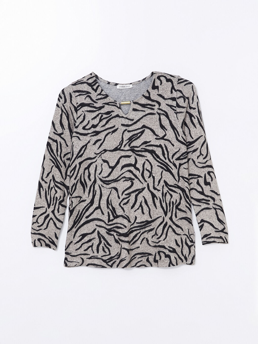 LCW Grace Rundhalsausschnitt Gemusterte Bluse für Damen -W4DY02Z8-LQB