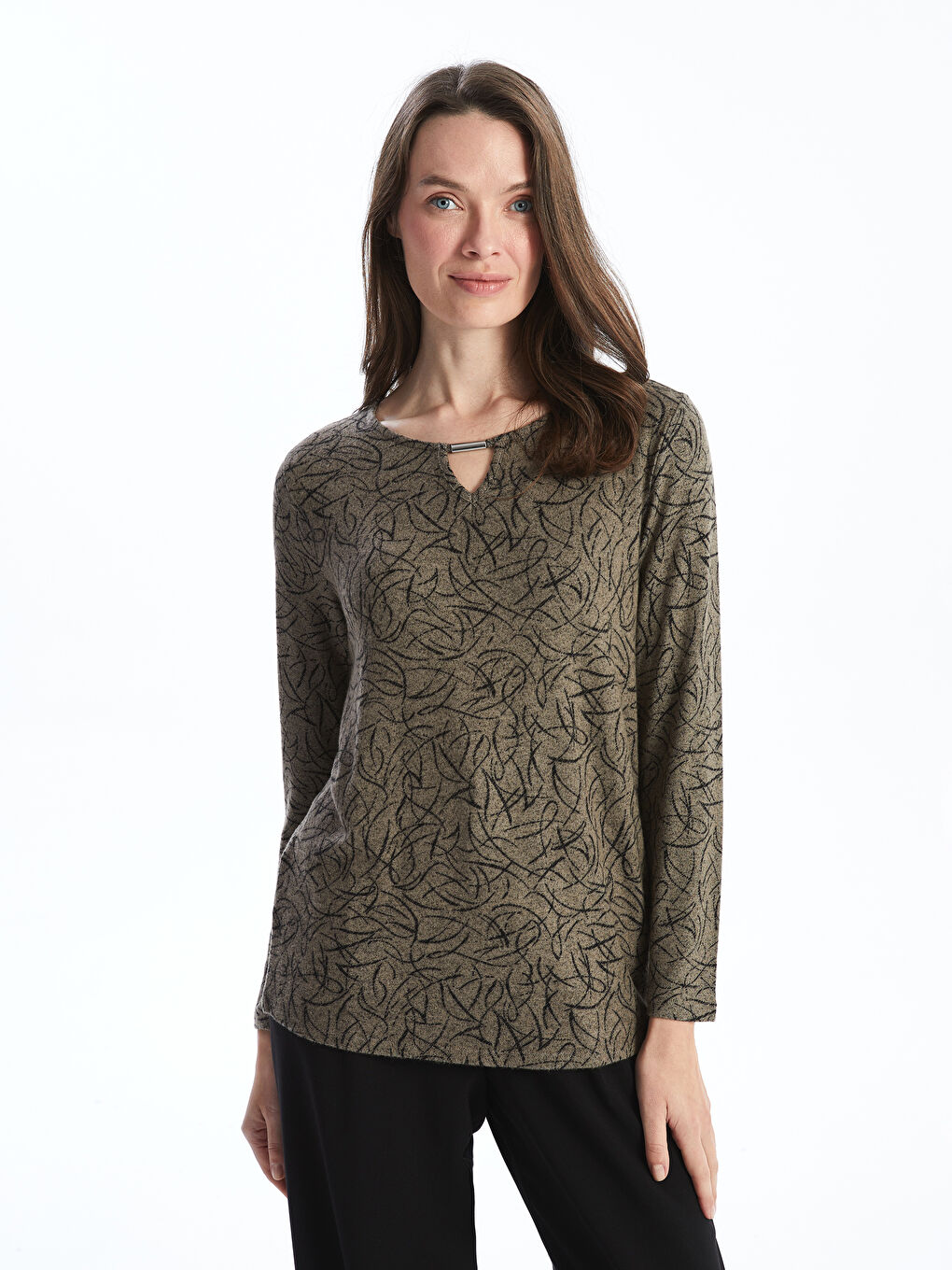 LCW Grace Rundhalsausschnitt Gemusterte Bluse für Damen -W4DY02Z8-LQC