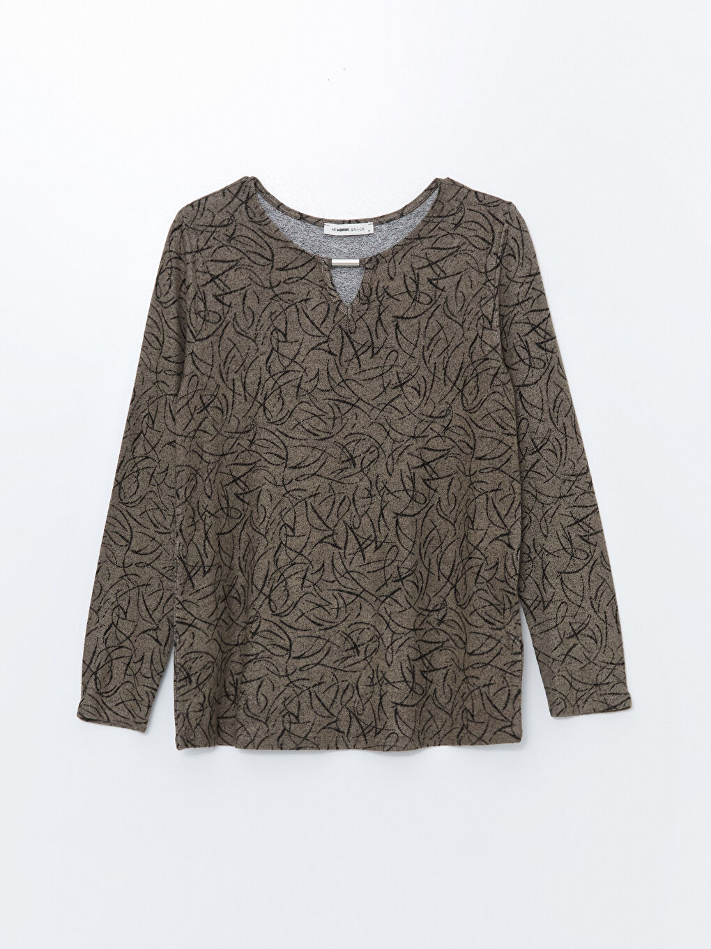 LCW Grace Rundhalsausschnitt Gemusterte Bluse für Damen -W4DY02Z8-LQC