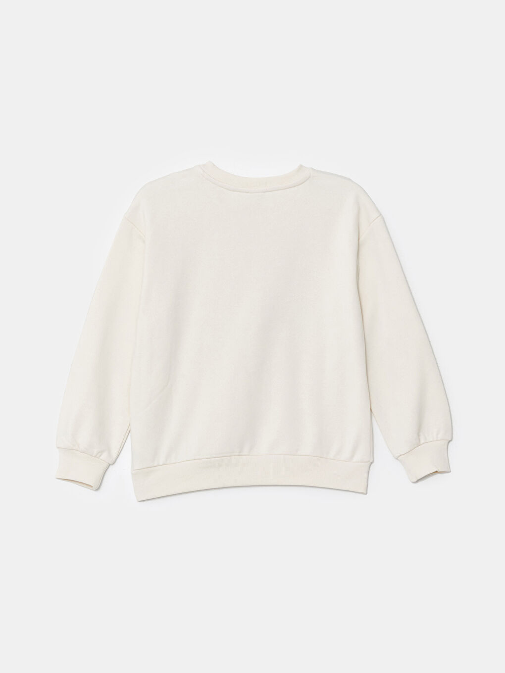 Ekru Bisiklet Yaka Minnie Mouse Baskılı Kız Çocuk Sweatshirt-1