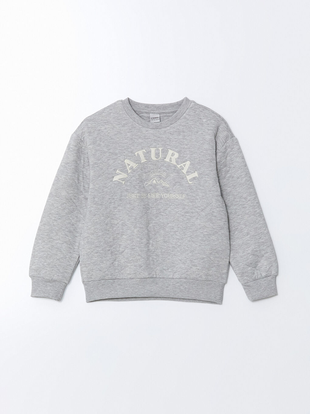 LCW Kids Gri Bisiklet Yaka Kız Çocuk Sweatshirt