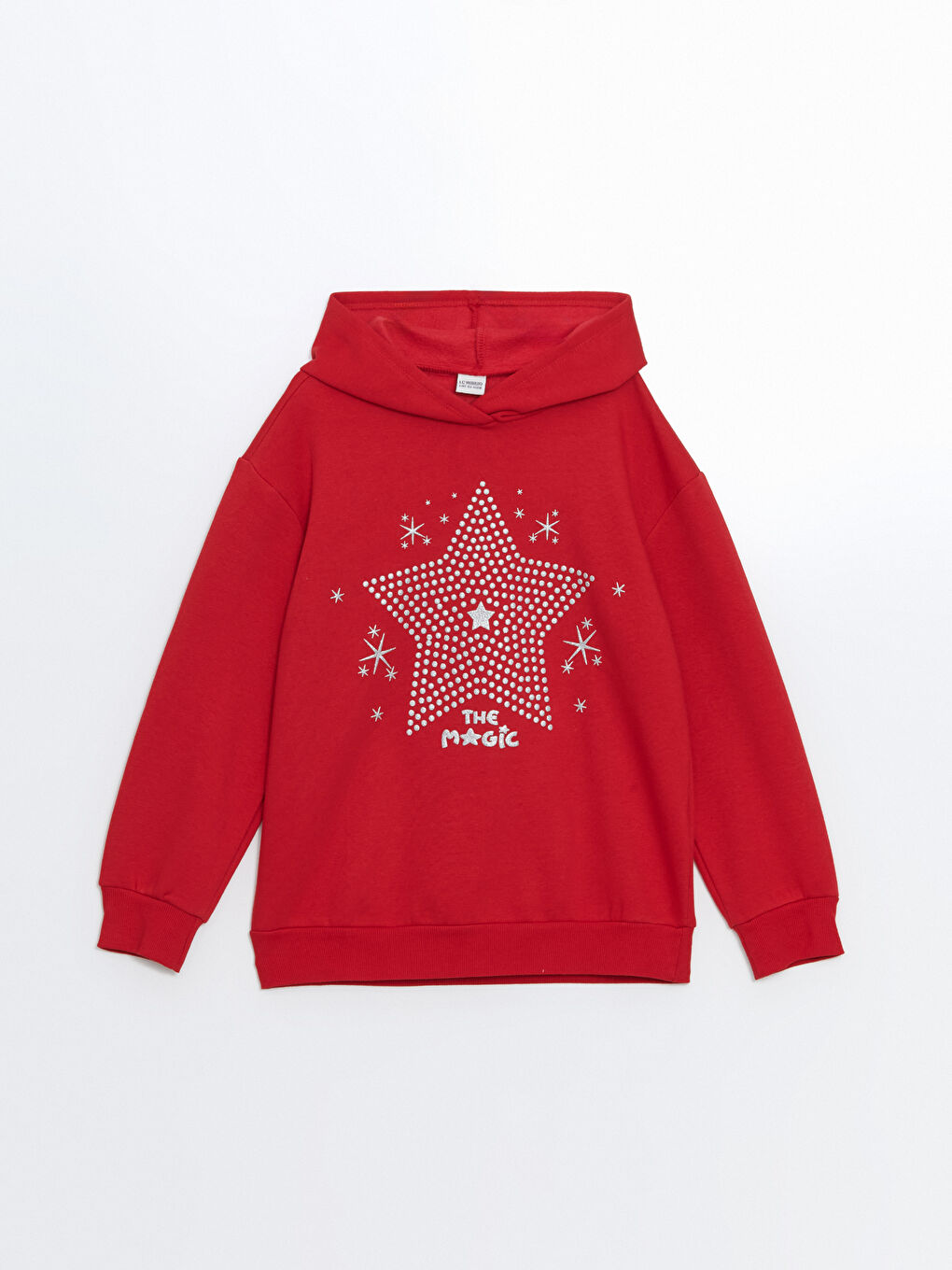 LCW Kids Kırmızı Kapüşonlu Kız Çocuk Sweatshirt