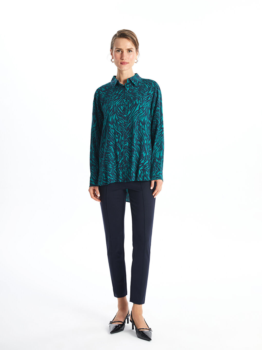 LCWAIKIKI Classic Patterned Long Sleeve Women's Shirt -W4DY64Z8-LRR
