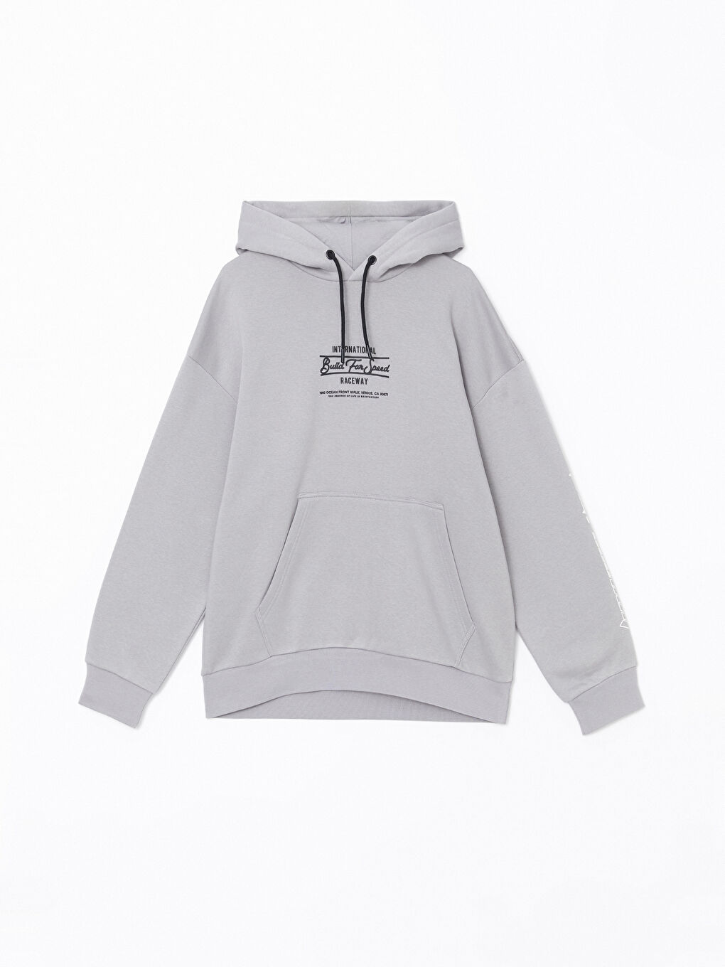 XSIDE Gri Uzun Kollu Baskılı Erkek Hoodie