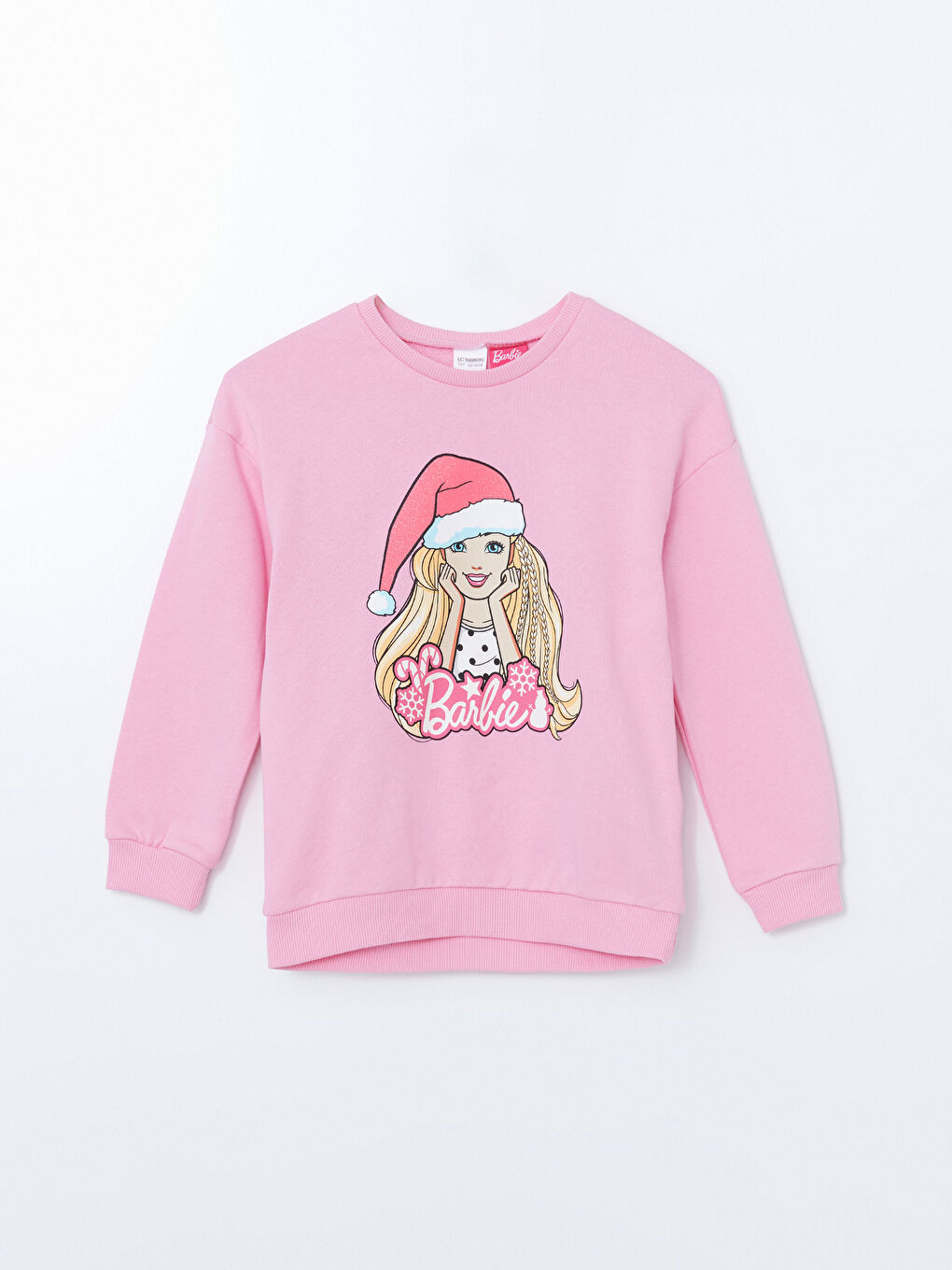 LCW Kids Pembe Leylak Bisiklet Yaka Barbie Baskılı Kız Çocuk Pijama Takımı - 1