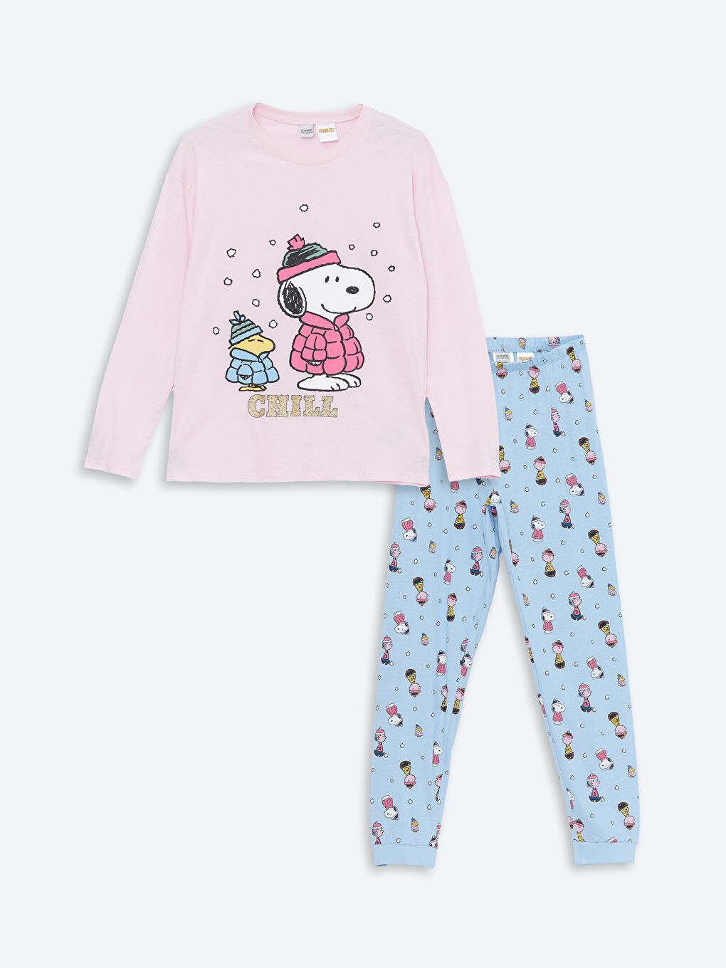 LCW Kids Crew Neck Snoopy Printed Girls' Pyjama Set -W4EA16Z4-QXB