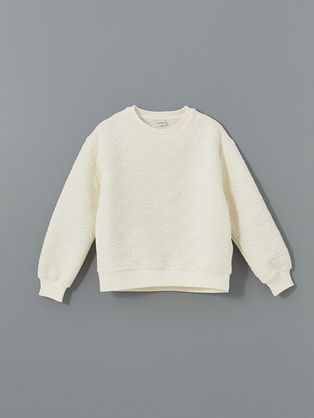 Ekru Bisiklet Yaka Kız Çocuk Sweatshirt