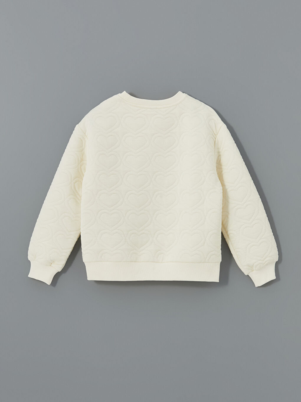 Ekru Bisiklet Yaka Kız Çocuk Sweatshirt-2