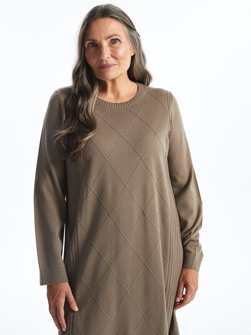 LCW Grace Crew Neck Women's Knitwear Dress -W4EA61Z8-GHQ