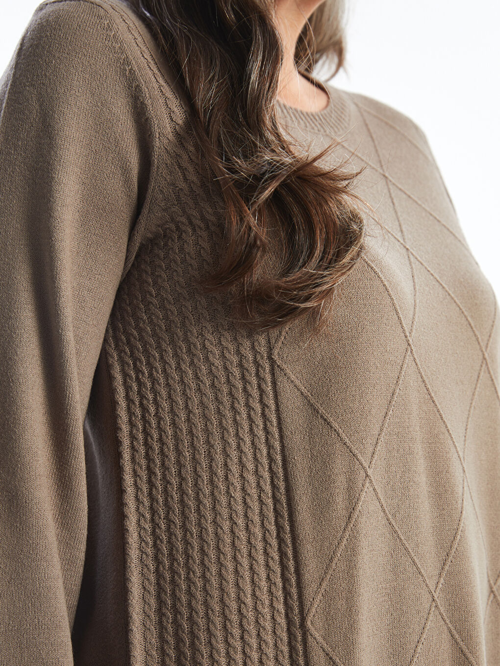 LCW Grace Crew Neck Women's Knitwear Dress -W4EA61Z8-GHQ