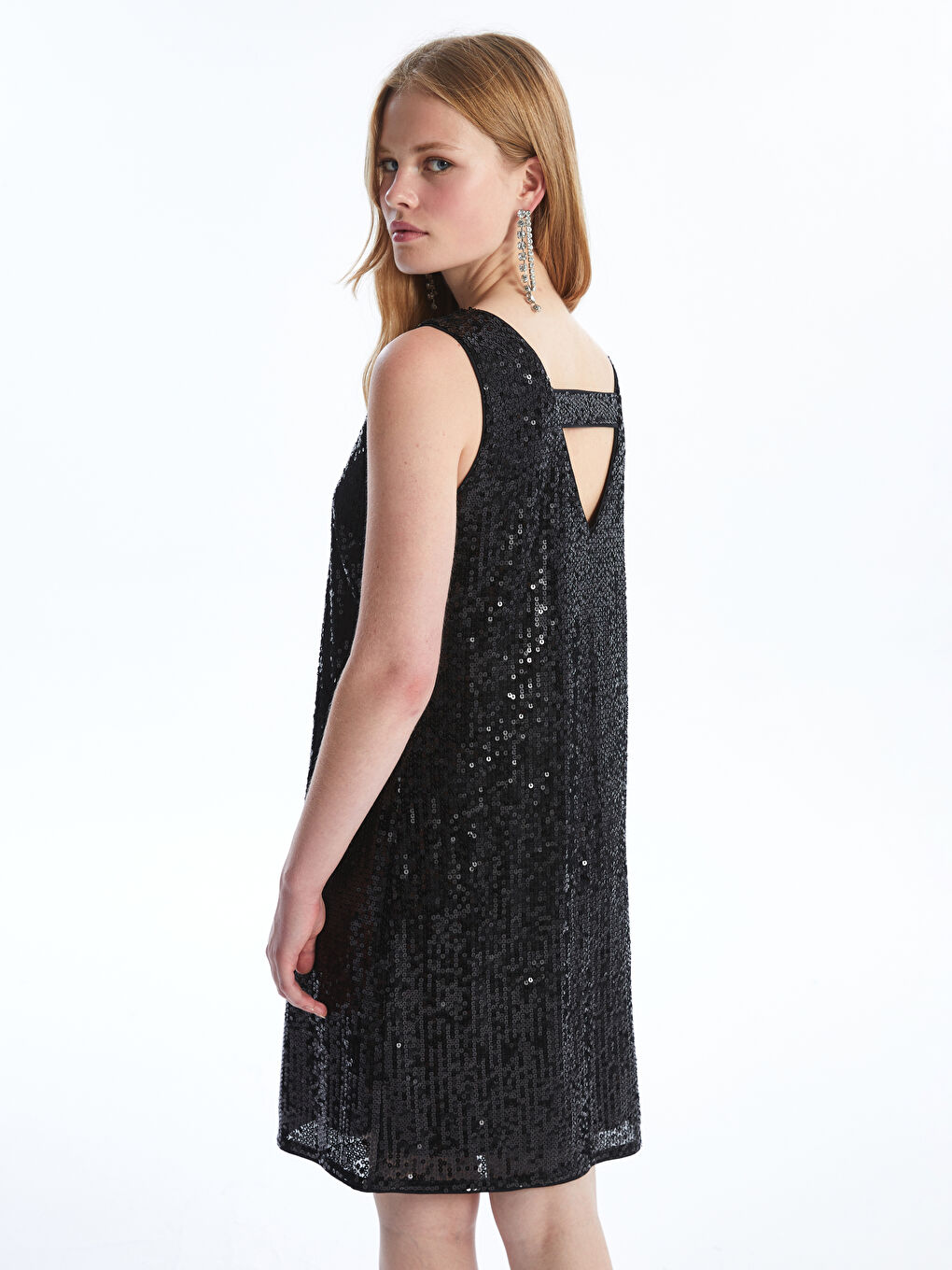 LCW Vision Women's Crew Neck Sequin Embroidered Sleeveless Dress -W4EA94Z8-CVL