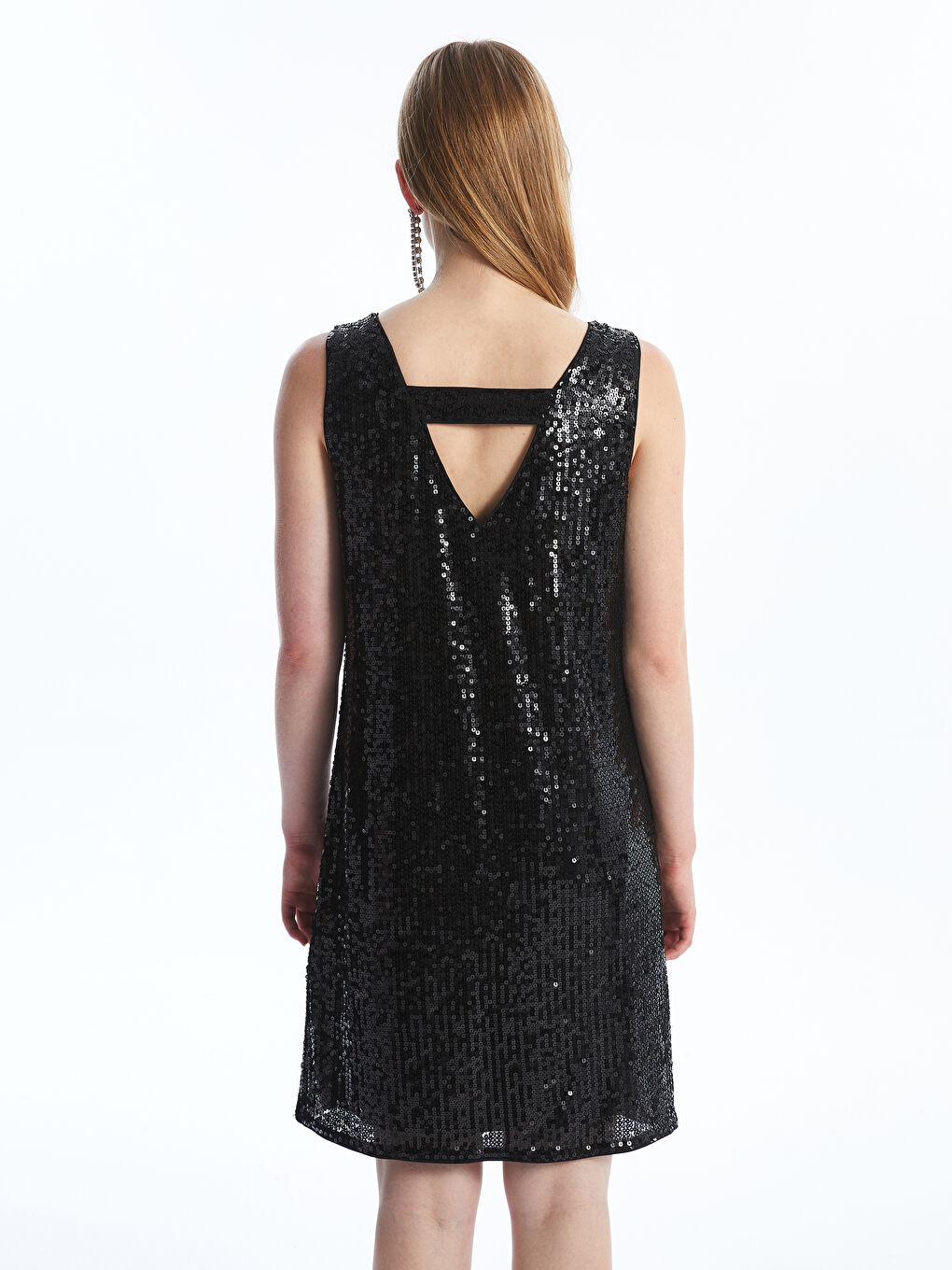 LCW Vision Women's Crew Neck Sequin Embroidered Sleeveless Dress -W4EA94Z8-CVL
