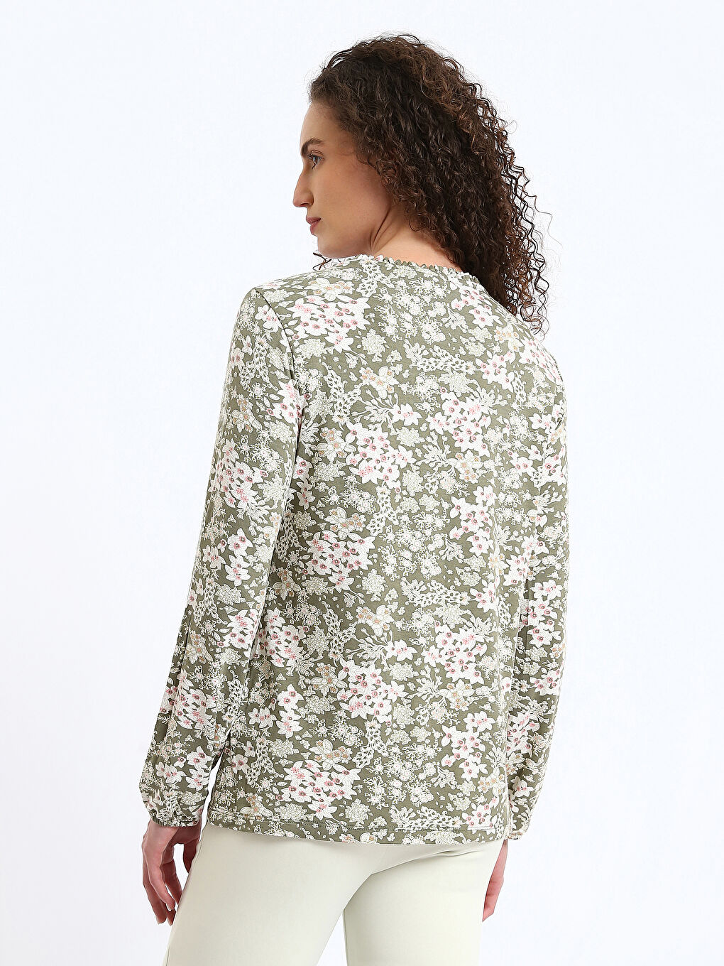 Tie Neck Patterned Women's Blouse-4