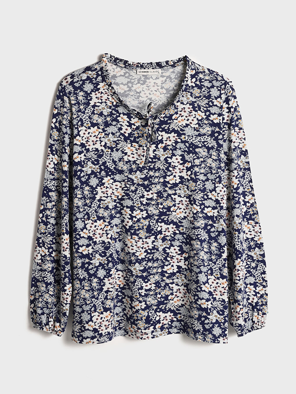 Tie Neck Patterned Women's Blouse -W4EB14Z8-LSG
