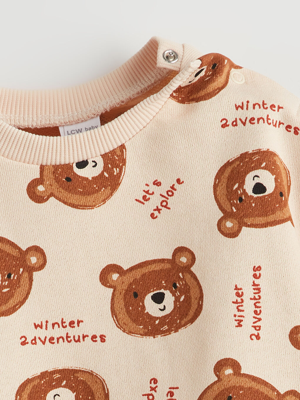 Ekru Bisiklet Uzun Kollu Baskılı Erkek Bebek Sweatshirt ve Eşofman Alt 2'li Takım-2