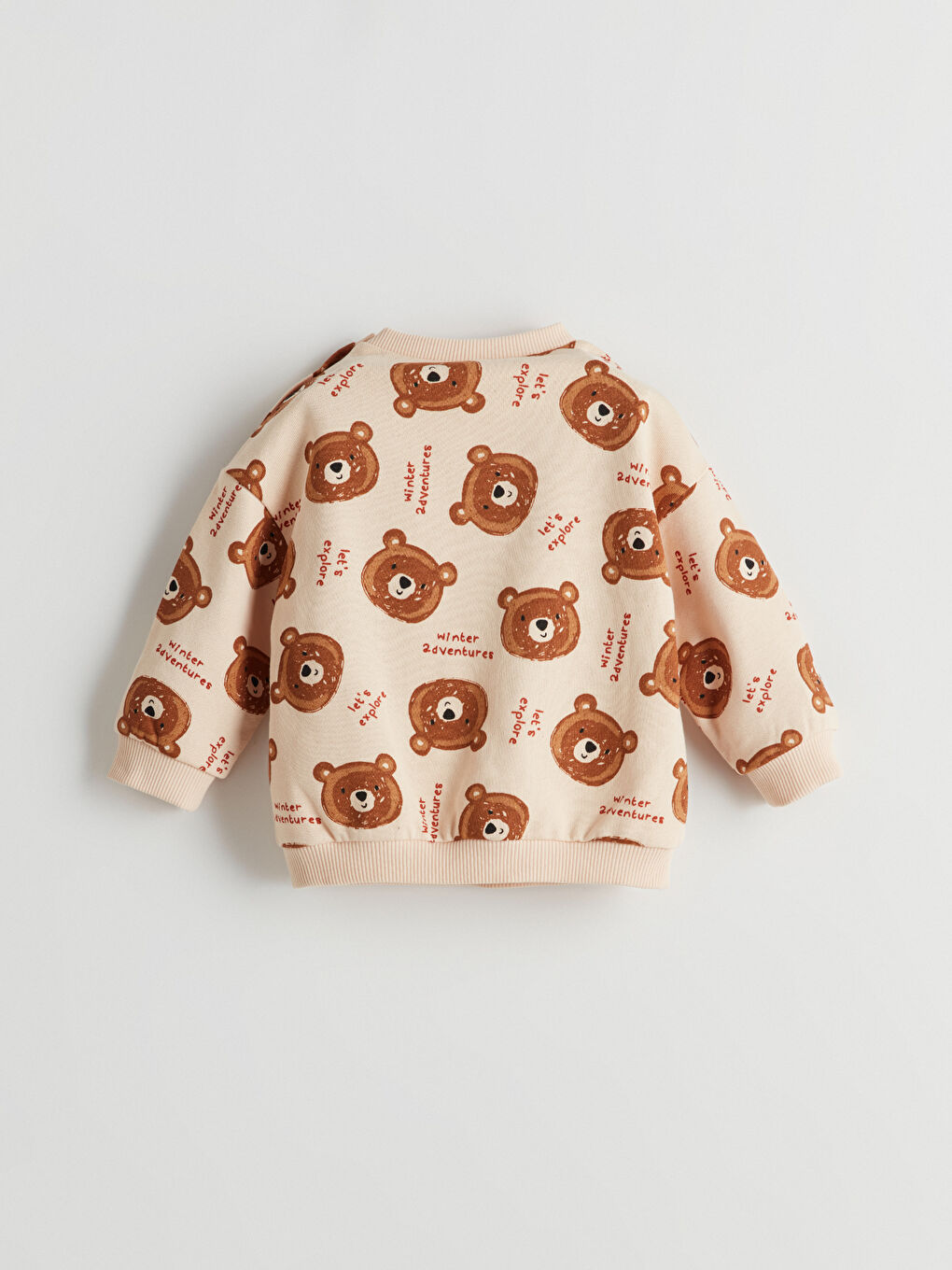 Ekru Bisiklet Uzun Kollu Baskılı Erkek Bebek Sweatshirt ve Eşofman Alt 2'li Takım-3