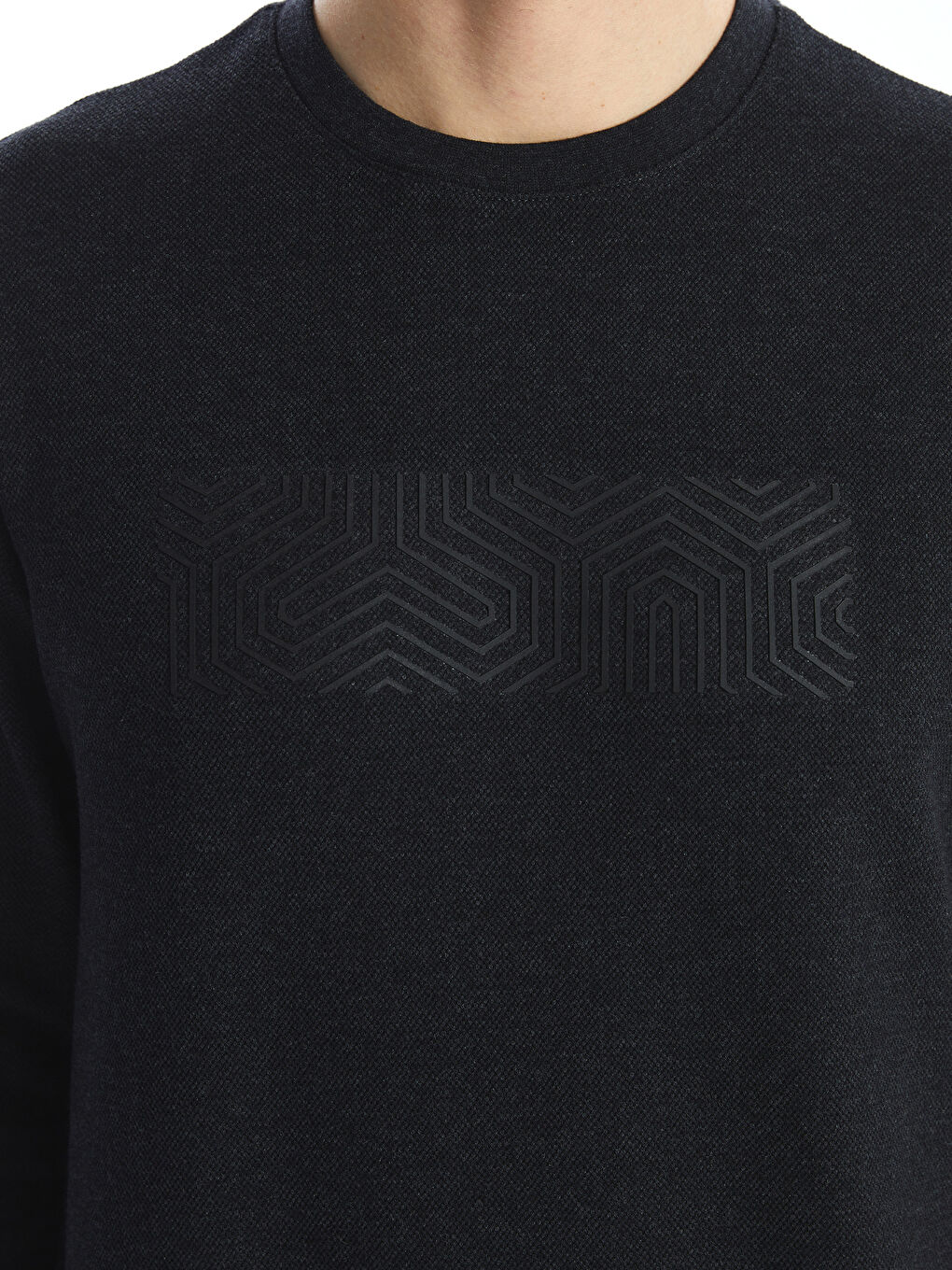 Antrasit Bisiklet Yaka Uzun Kollu Erkek Sweatshirt-2