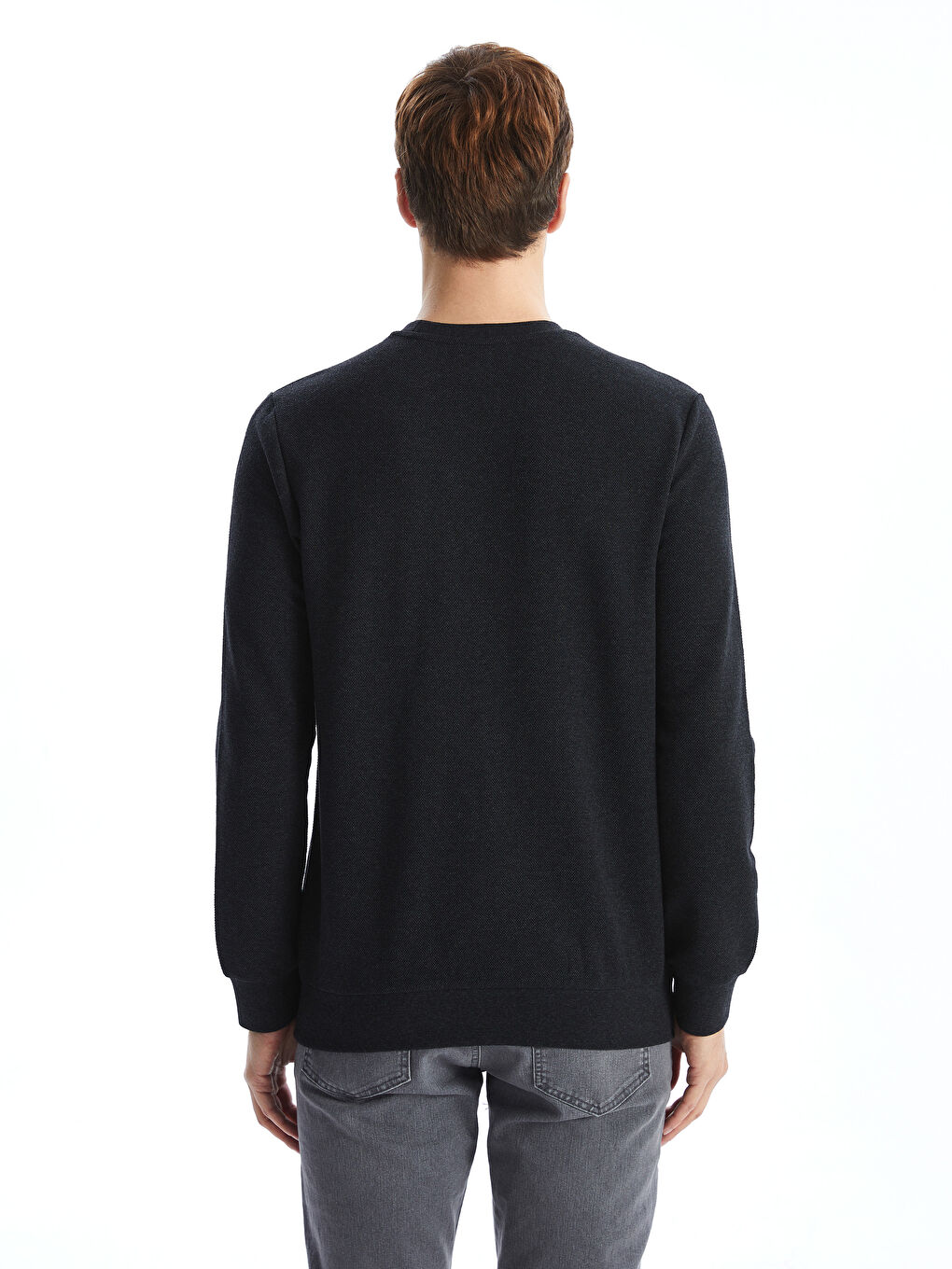 Antrasit Bisiklet Yaka Uzun Kollu Erkek Sweatshirt-3