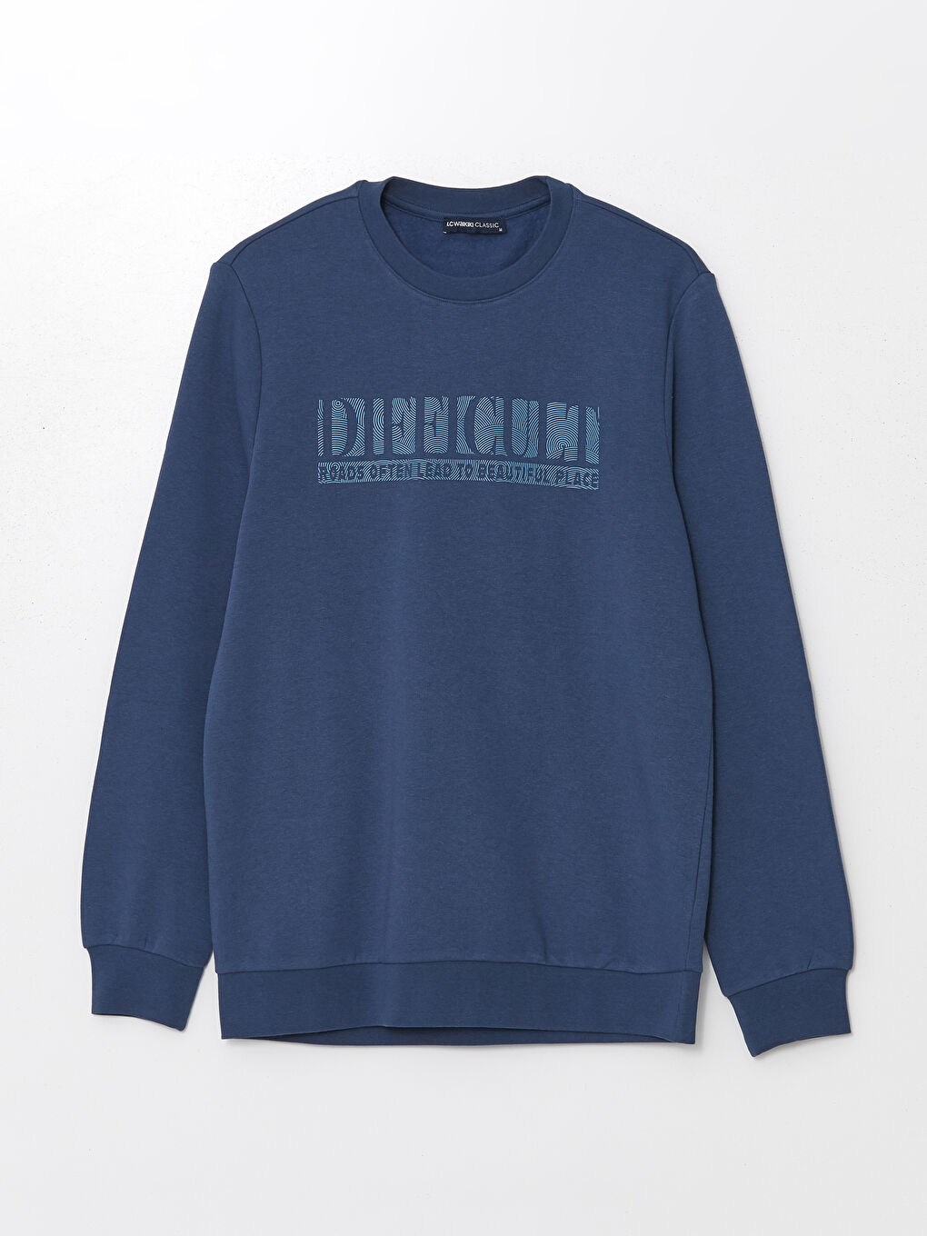 LCWAIKIKI Classic Açık Lacivert Bisiklet Yaka Uzun Kollu Baskılı Erkek Sweatshirt - 4