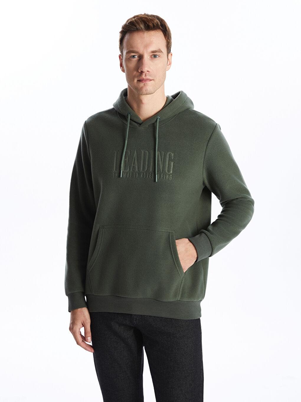 LCW Casual Yeşil Baskılı Uzun Kollu Erkek Hoodie